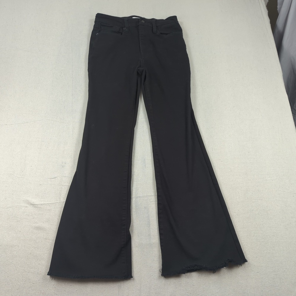 Good American Jeans Womens 8 29 Black Good Legs Flare Stretch Hippie Boho